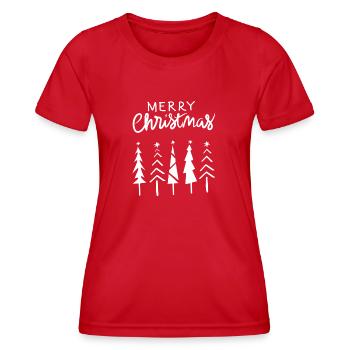 Schlichte Weihnachtsbäume, Merry Christmas, Modern - Frauen Funktions-T-Shirt - Rot - Vorne - AI Model Female 172 dark (172cm)