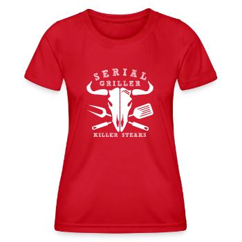 STEAKS tueurs - T-shirt sport Femme - rouge - Devant - AI Model Female 172 dark (172cm)