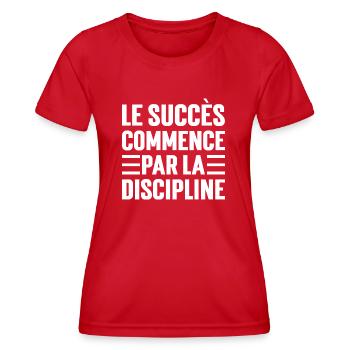 Le Succès Commence Par La Discipline - T-shirt sport Femme - rouge - Devant - AI Model Female 172 dark (172cm)