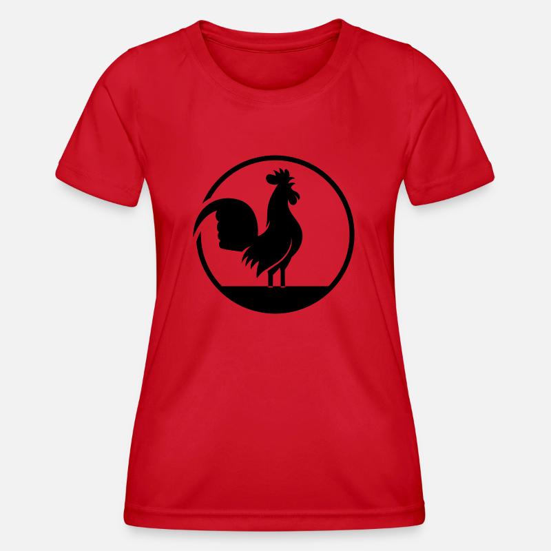 rooster singing - Women's Functional T-Shirt - red