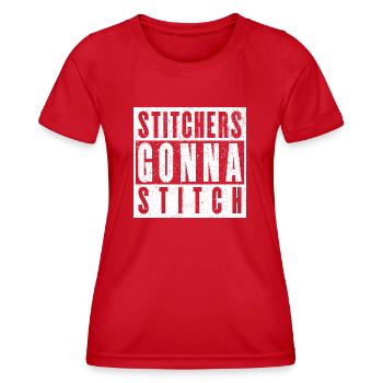 Sticker gehen zum Stitchen - Weihnachts- und Geburtstagsgeschenk - Frauen Funktions-T-Shirt - Rot - Vorne - AI Model Female 172 dark (172cm)