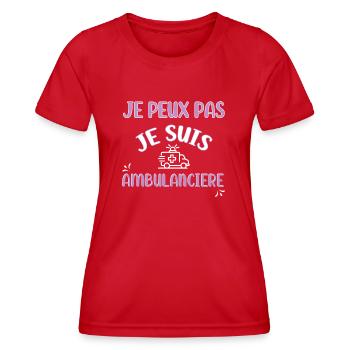 J'peux pas ambulancière Tee shirt ambulancier. - T-shirt sport Femme - rouge - Devant - AI Model Female 172 dark (172cm)