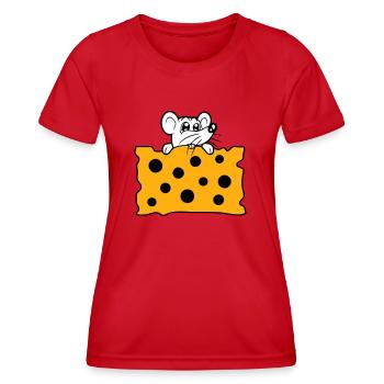La souris mange d’énormes trous faim de fromage manger délicieux - T-shirt sport Femme - rouge - Devant - AI Model Female 172 dark (172cm)