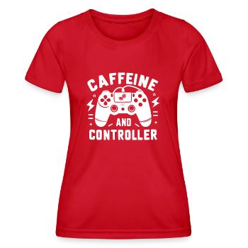 Koffein und Controller - Frauen Funktions-T-Shirt - Rot - Vorne - AI Model Female 172 dark (172cm)