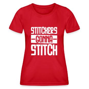 Sticker gehen zum Stitchen - Weihnachts- und Geburtstagsgeschenk - Frauen Funktions-T-Shirt - Rot - Vorne - AI Model Female 172 dark (172cm)