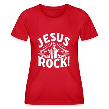 Jesus ist mein Fels in der Brandung - Frauen Funktions-T-Shirt - Rot - Vorne - AI Model Female 172 dark (172cm)