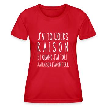raison d'avoir tort - T-shirt sport Femme - rouge - Devant - AI Model Female 172 dark (172cm)