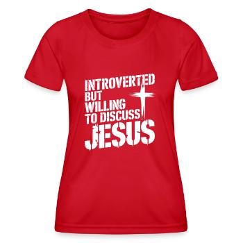 Humorvoller Glaube zeigen - Frauen Funktions-T-Shirt - Rot - Vorne - AI Model Female 172 dark (172cm)