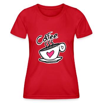 Cœur de café – la caféine servie avec amour ! - T-shirt sport Femme - rouge - Devant - AI Model Female 172 dark (172cm)