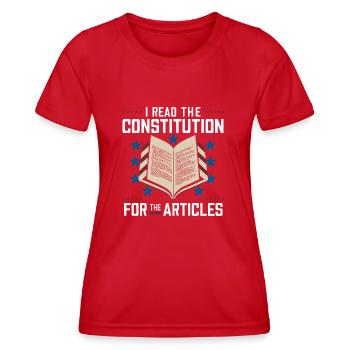 History with humor – For all article readers - Women's Functional T-Shirt - red - Front - AI Model Female 172 dark (172cm)