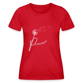 Frühling - Löwenzahn - Frauen Funktions-T-Shirt - Rot - Vorne - AI Model Female 172 dark (172cm)