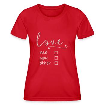 love me - Women's Functional T-Shirt - red - Front - AI Model Female 172 dark (172cm)