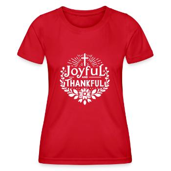 Joyeux et reconnaissant - T-shirt sport Femme - rouge - Devant - AI Model Female 172 dark (172cm)