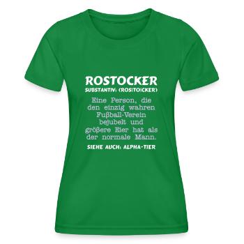 Fußball - Rostocker Substantiv = ALPHATIER - Frauen Funktions-T-Shirt - Kelly Green - Vorne - AI Model Female 172 dark (172cm)