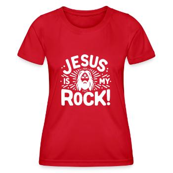 Jesus ist mein Fels in der Brandung - Frauen Funktions-T-Shirt - Rot - Vorne - AI Model Female 172 dark (172cm)