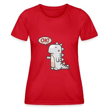 Dinosaure - T-shirt sport Femme - rouge - Devant - AI Model Female 172 dark (172cm)