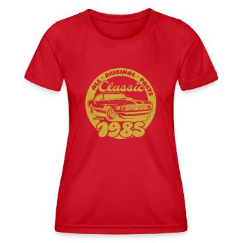 40. Geburtstag - Klassiker Musclecar 1985 - Frauen Funktions-T-Shirt - Rot - Vorne - AI Model Female 172 dark (172cm)