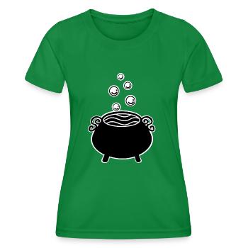 bubbling witch's cauldron black white - Women's Functional T-Shirt - kelly green - Front - AI Model Female 172 dark (172cm)