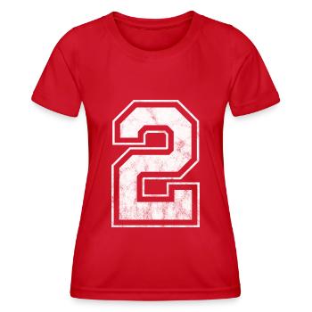 Nummer 2 - Frauen Funktions-T-Shirt - Rot - Vorne - AI Model Female 172 dark (172cm)