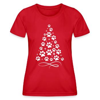 Arbre de Noël empreinte de patte - T-shirt sport Femme - rouge - Devant - AI Model Female 172 dark (172cm)