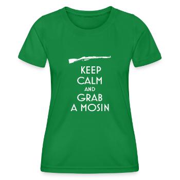 Keep Calm and Grab a Mosin T-Shirt preppers - Women's Functional T-Shirt - kelly green - Front - AI Model Female 172 dark (172cm)