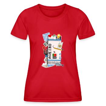 Plane ticket - boarding pass - boarding pass - Aveiro - Women's Functional T-Shirt - red - Front - AI Model Female 172 dark (172cm)