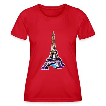 Eiffelturm #15 - Frauen Funktions-T-Shirt - Rot - Vorne - AI Model Female 172 dark (172cm)