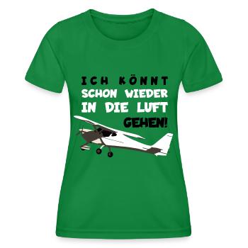fk9 Flugzeug Pilot Flieger Ultraleichtflugzeug UL - Frauen Funktions-T-Shirt - Kelly Green - Vorne - AI Model Female 172 dark (172cm)