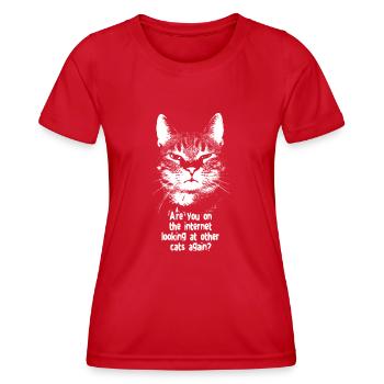 Internet Cat - Women's Functional T-Shirt - red - Front - AI Model Female 172 dark (172cm)