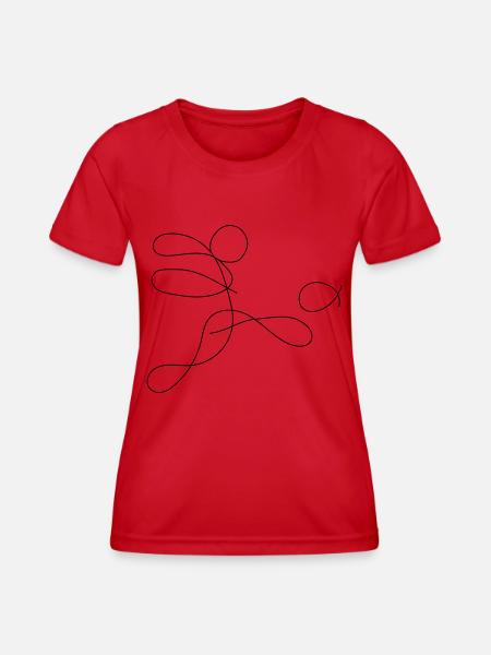 Fußballer One-Line-Drawing - Frauen Funktions-T-Shirt - Rot