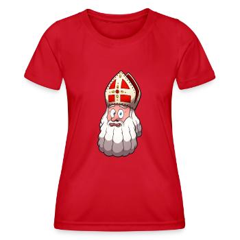 Saint Nicholas Face - Women's Functional T-Shirt - red - Front - AI Model Female 172 dark (172cm)