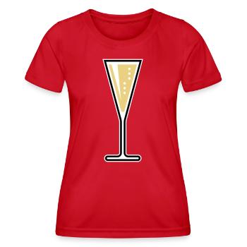 Glass Of Sparkling Wine (Funnel / Closed / 3C) - Women's Functional T-Shirt - red - Front - AI Model Female 172 dark (172cm)