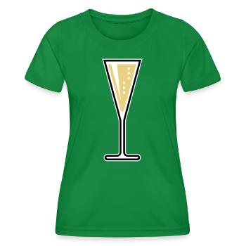 Glass Of Sparkling Wine (Funnel / Closed / 3C) - Women's Functional T-Shirt - kelly green - Front - AI Model Female 172 dark (172cm)