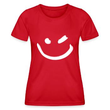 Sourire clin d'oeil blanc - T-shirt sport Femme - rouge - Devant - AI Model Female 172 dark (172cm)
