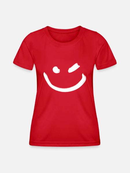 Smile Zwinkern Weiß - Frauen Funktions-T-Shirt - Rot