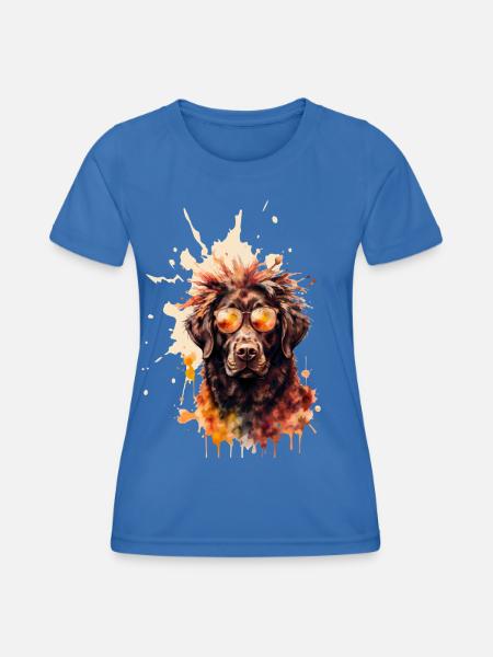 Cooler Aquarell-Hund mit Sonnenbrille - Frauen Funktions-T-Shirt - Königsblau