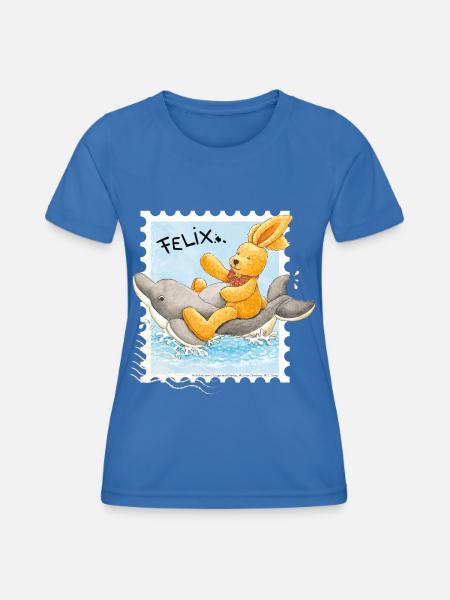 Felix der Hase reitet auf Delfin - Frauen Funktions-T-Shirt - Königsblau