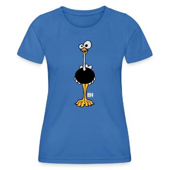 Funny Ostrich, Three Color Design - Women's Functional T-Shirt - royal blue - Front - AI Model Female 172 light (172cm)