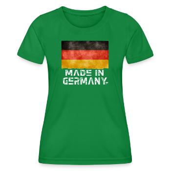 Made in Germany Flag – Distressed Style - Women's Functional T-Shirt - kelly green - Front - AI Model Female 172 dark (172cm)