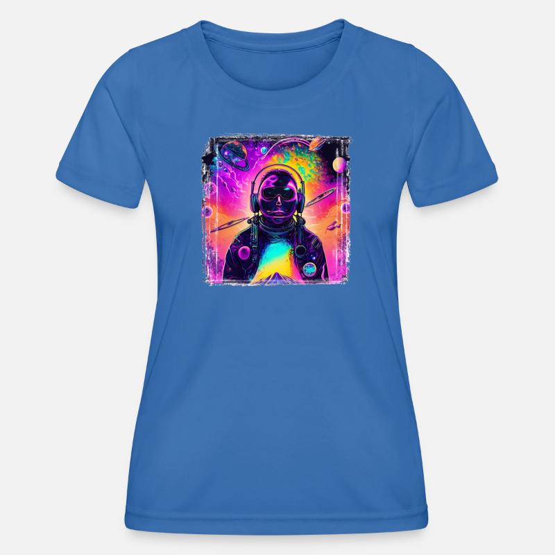 Neon Astronaut at the Cosmic Psychedelic - Women's Functional T-Shirt - royal blue