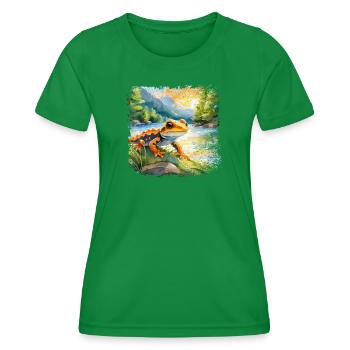 Cute young fire salamander - Women's Functional T-Shirt - kelly green - Front - AI Model Female 172 dark (172cm)