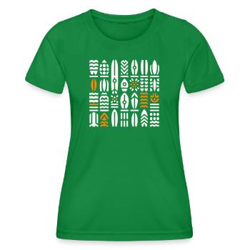 Abstract Surf and Wave Patterns - Women's Functional T-Shirt - kelly green - Front - AI Model Female 172 dark (172cm)