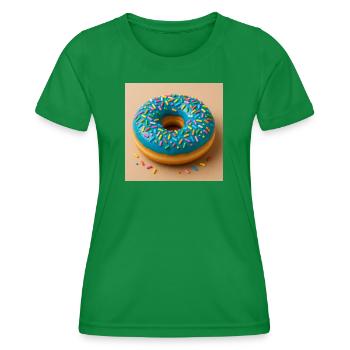 Donut mit Blauem Zuckerguss - Frauen Funktions-T-Shirt - Kelly Green - Vorne - AI Model Female 172 dark (172cm)