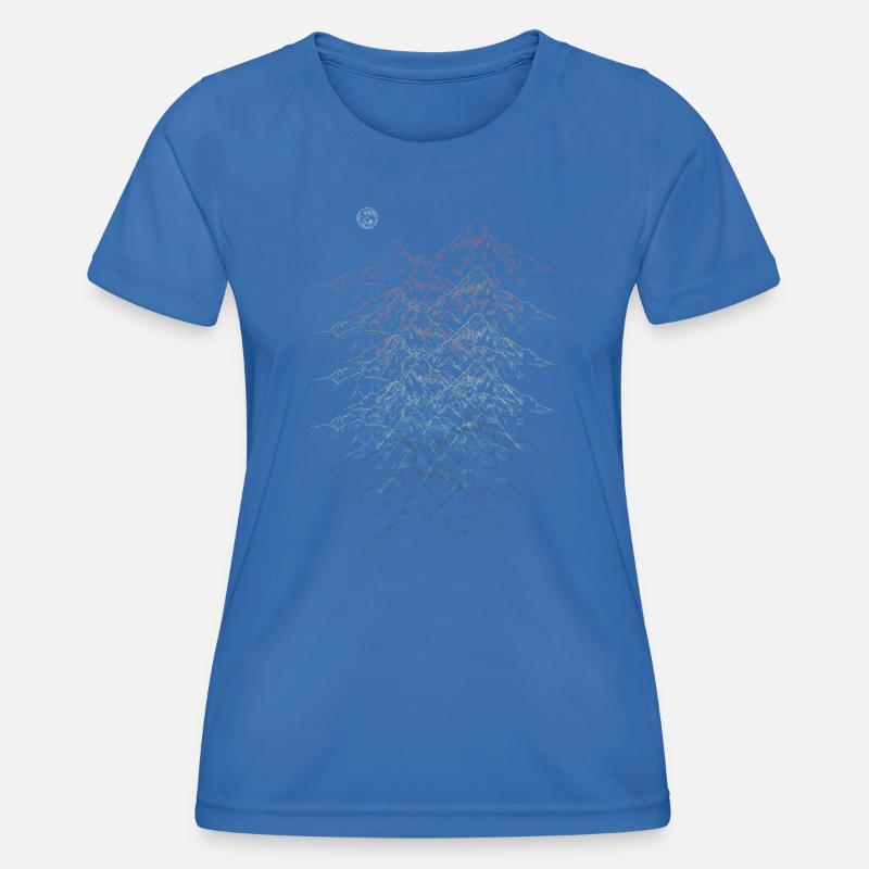 Vivid Mountain Range Illustration - Women's Functional T-Shirt - royal blue