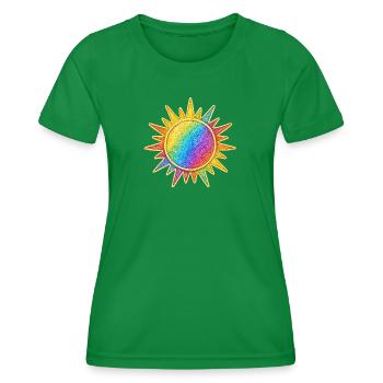 Vibrant Rainbow Sunburst Design - Women's Functional T-Shirt - kelly green - Front - AI Model Female 172 dark (172cm)