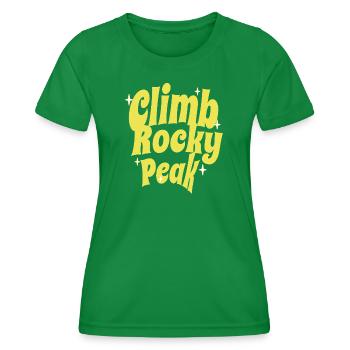 Climb Rocky Peak Motivationsdesign - Frauen Funktions-T-Shirt - Kelly Green - Vorne - AI Model Female 172 dark (172cm)