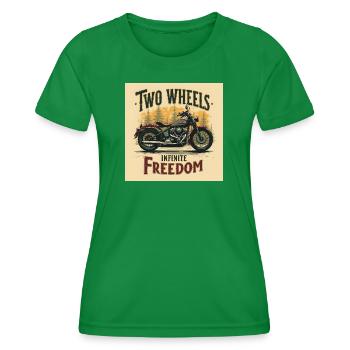 Two Wheels, Infinite Freedom - Women's Functional T-Shirt - kelly green - Front - AI Model Female 172 dark (172cm)