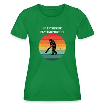 Cricket in the Retro Sun - Women's Functional T-Shirt - kelly green - Front - AI Model Female 172 dark (172cm)