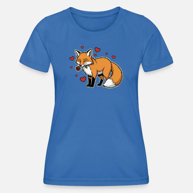 Romantic Fox with Rose - Women's Functional T-Shirt - royal blue