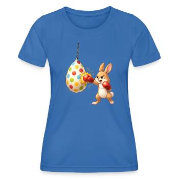 Boxender Osterhase mit Osterei-Boxsack - Frauen Funktions-T-Shirt - Königsblau - Vorne - AI Model Female 172 light (172cm)